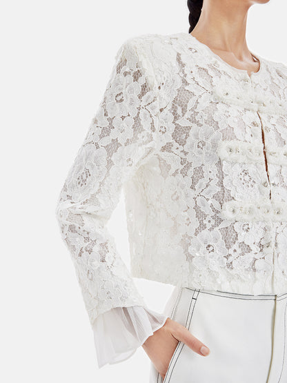 Intricate Lace Jacquard Designed Cardigan