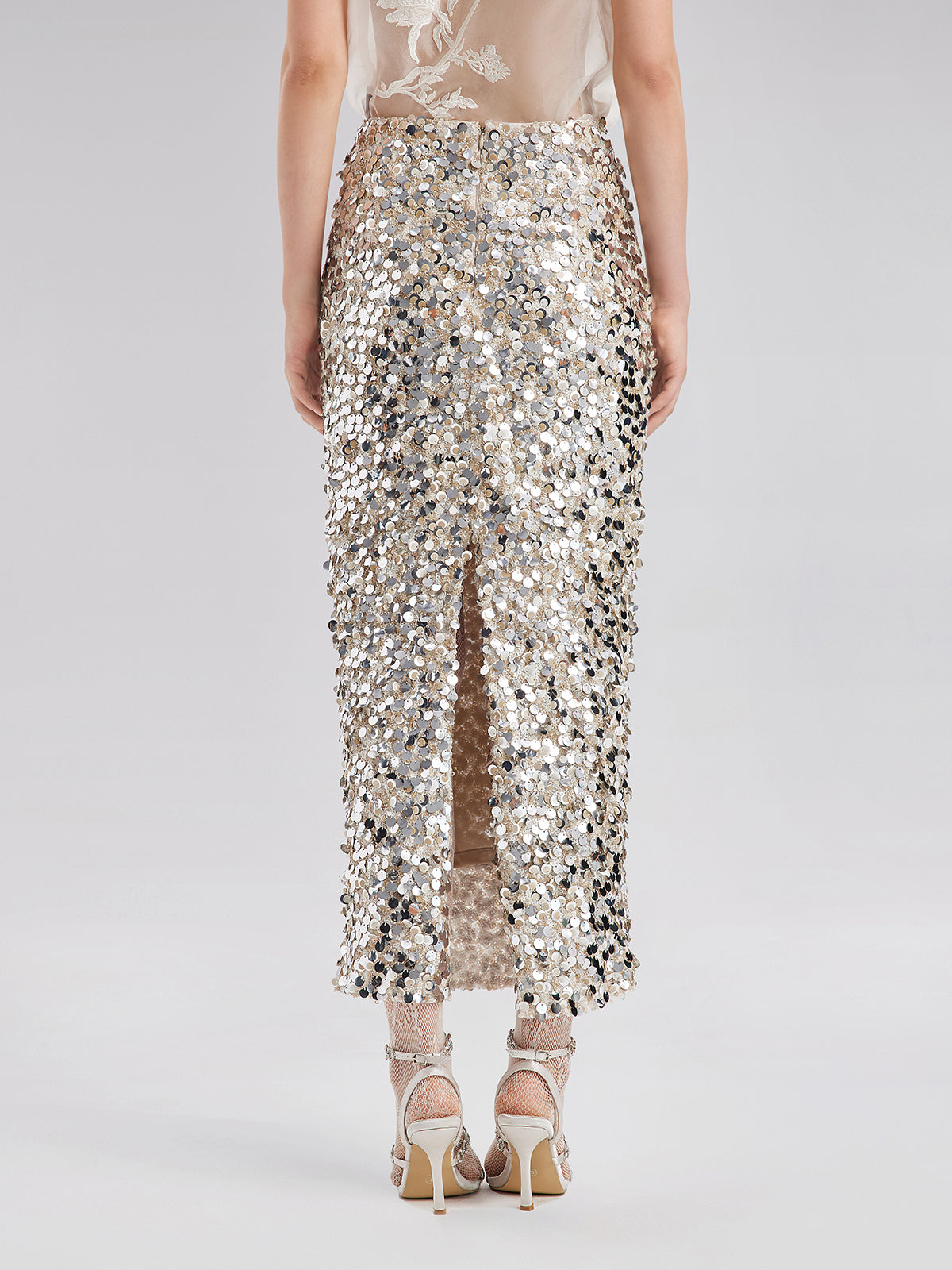 Sequin Embellished Stretch Skirt