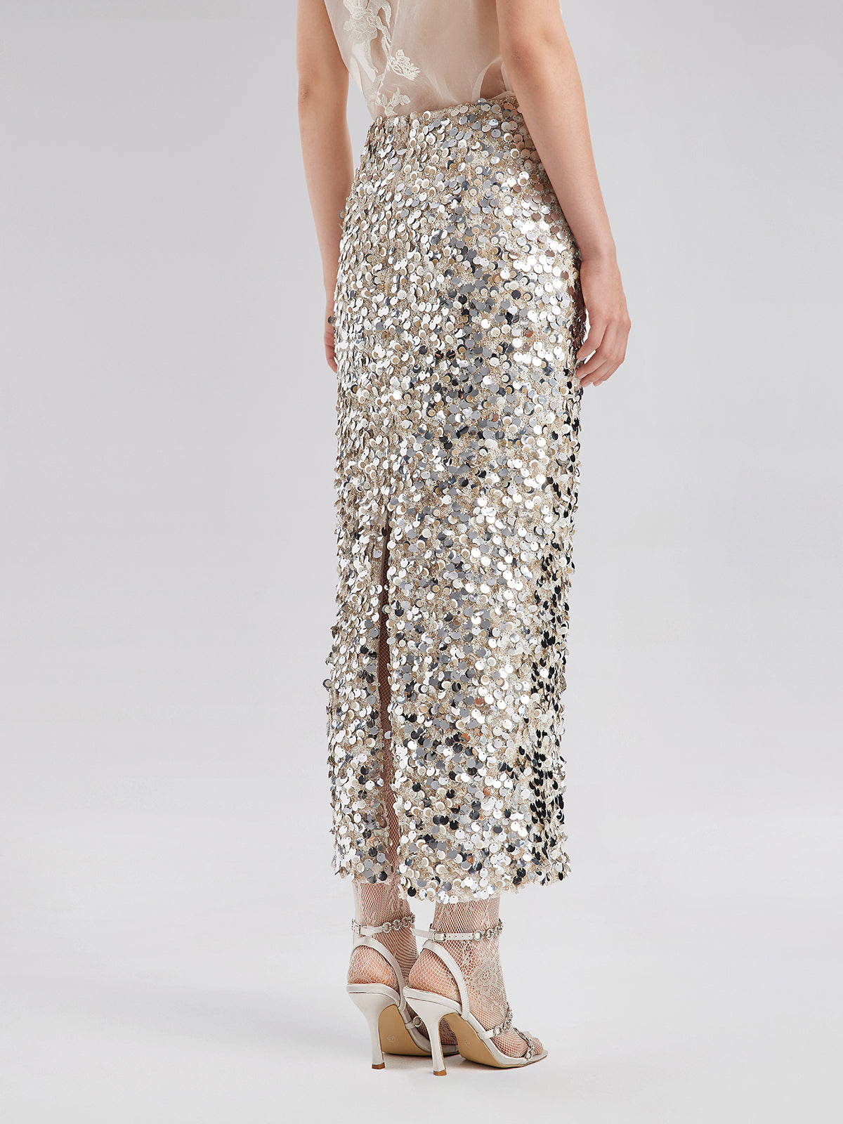 Sequin Embellished Stretch Skirt