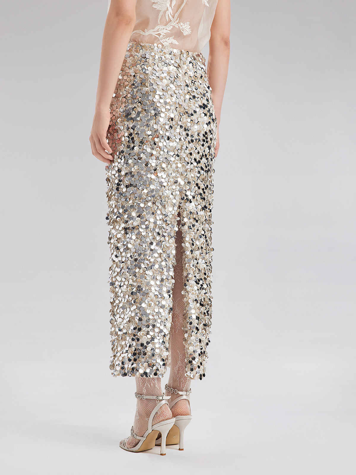 Sequin Embellished Stretch Skirt