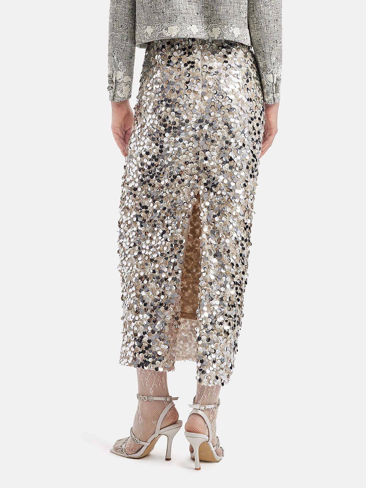 Sequin Embellished Stretch Skirt