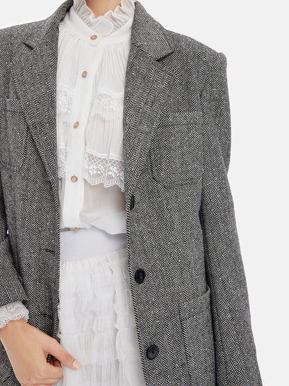 Elegant Vintage Classic Wool Blend Blazer