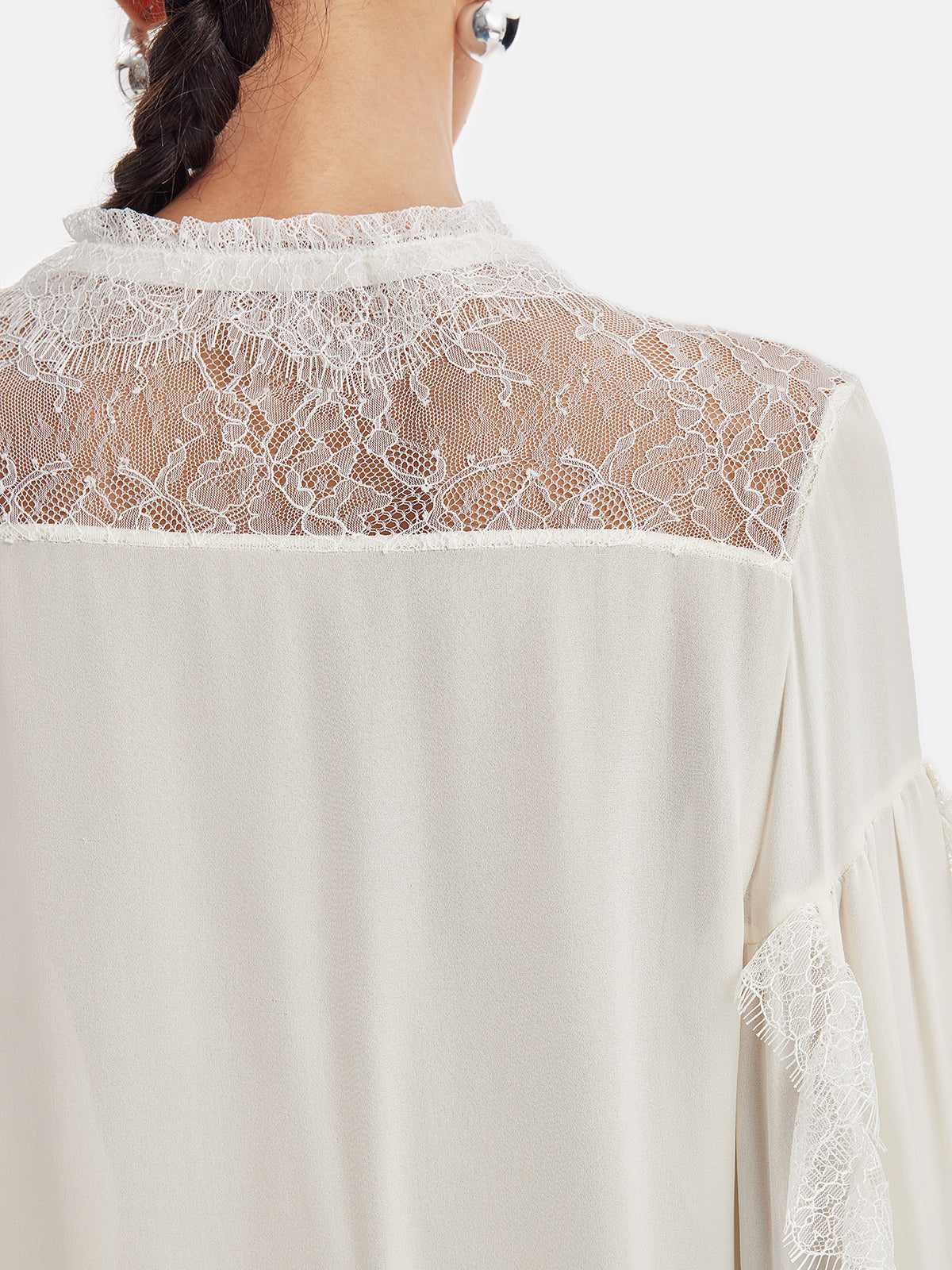 Luxury French Lace-Trimmed Panelled Blouse