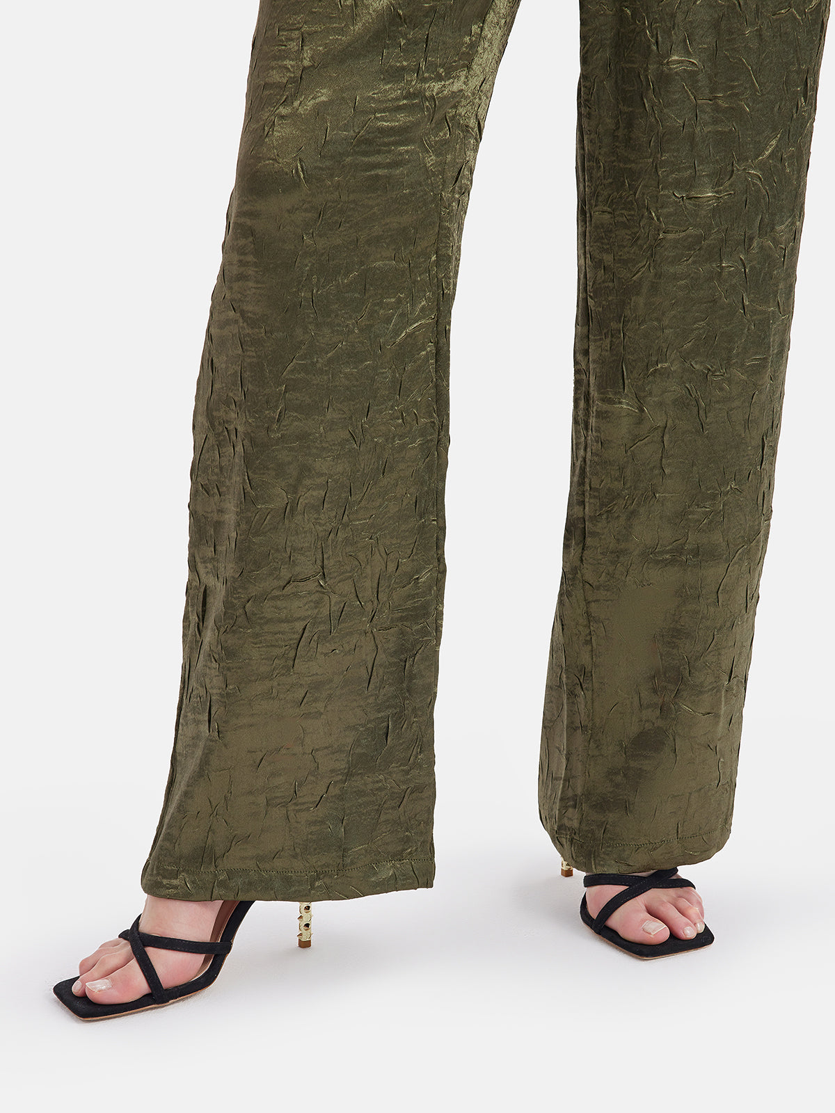 Lustrous Pleated Texture Straight Leg Pants