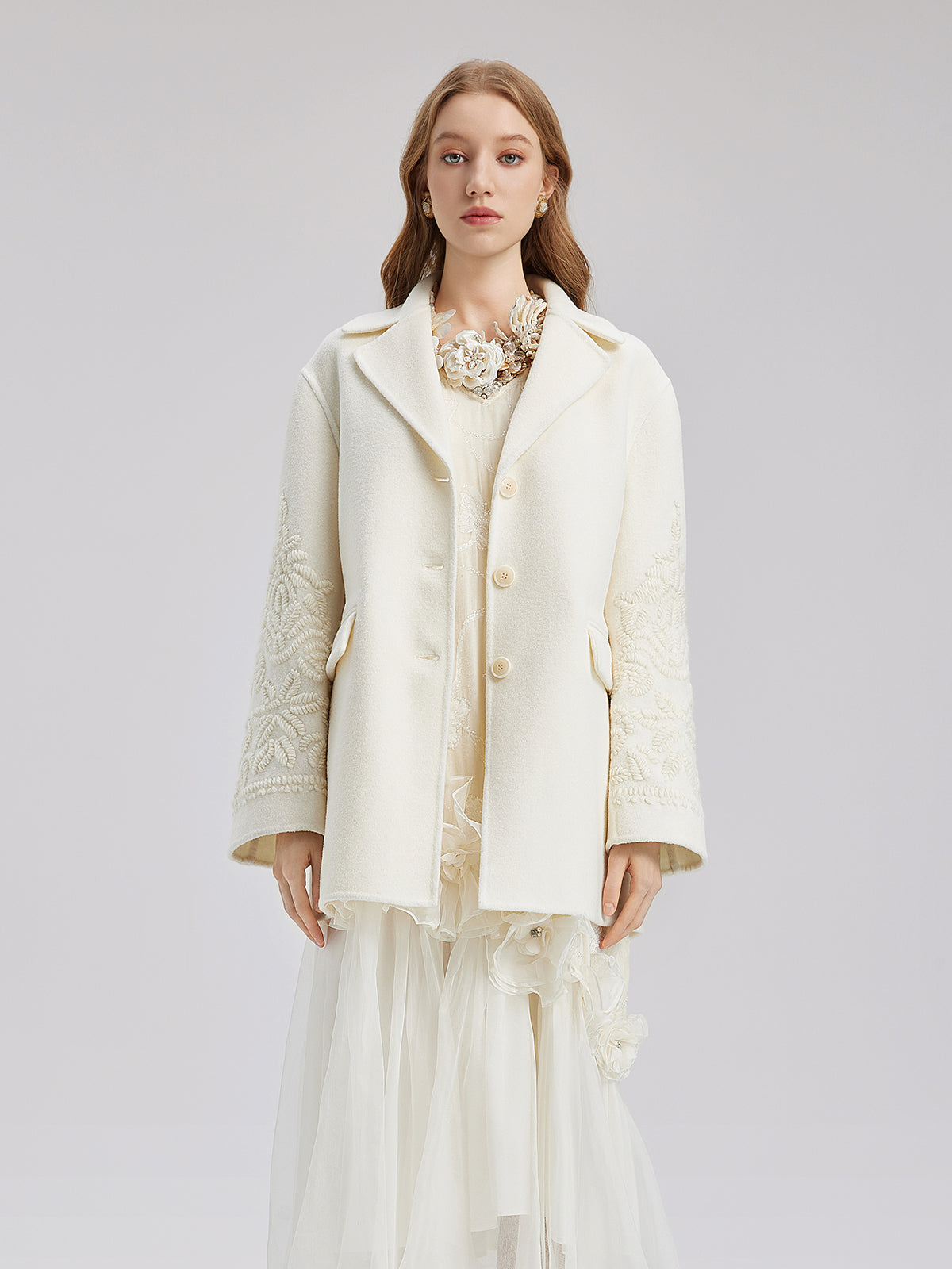 Luxury Wool Embroidered Coat