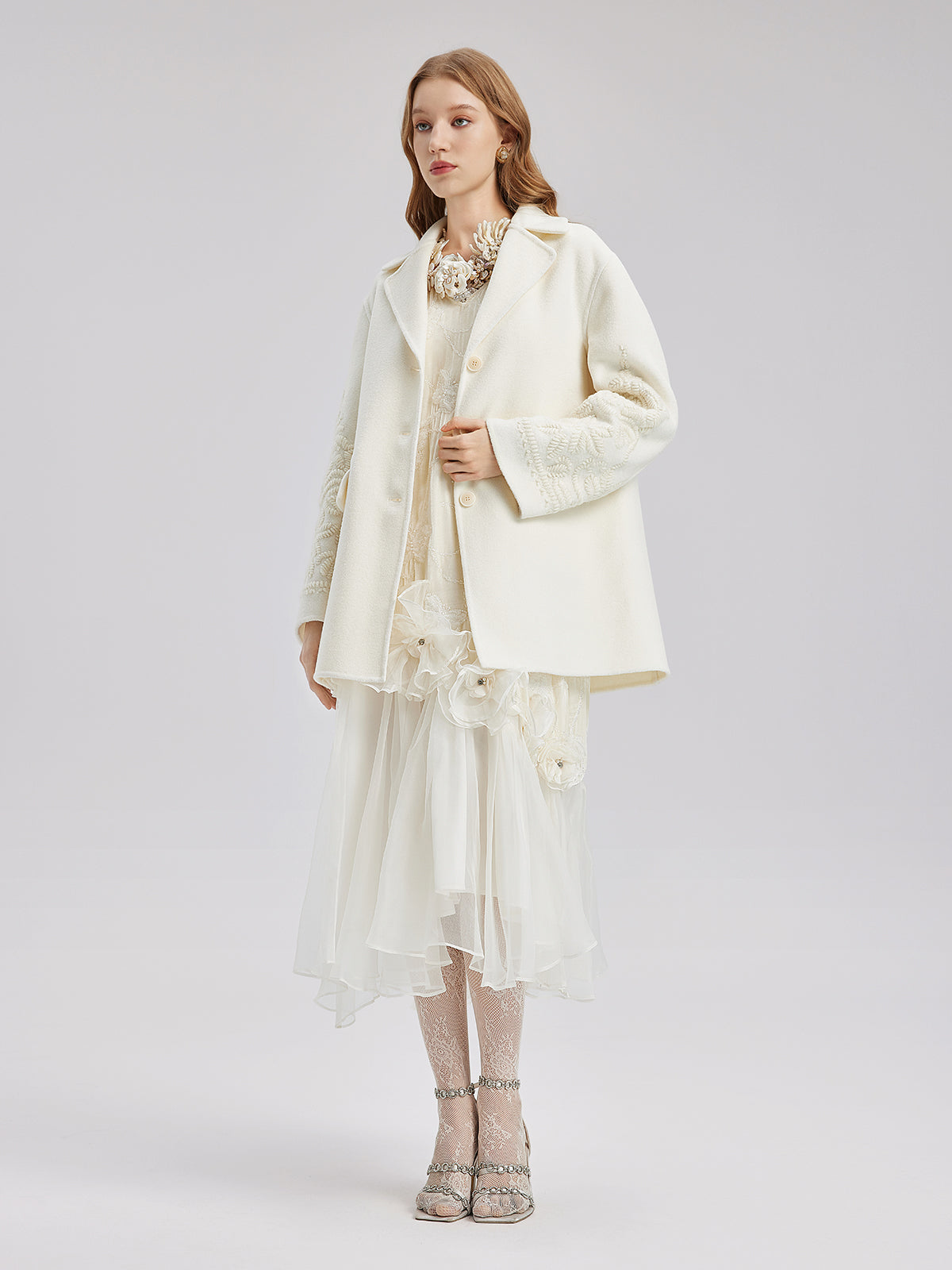 Luxury Wool Embroidered Coat