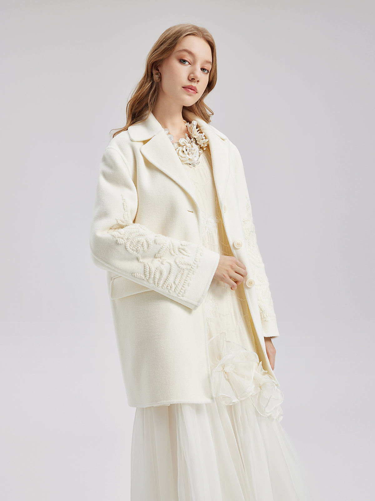 Luxury Wool Embroidered Coat