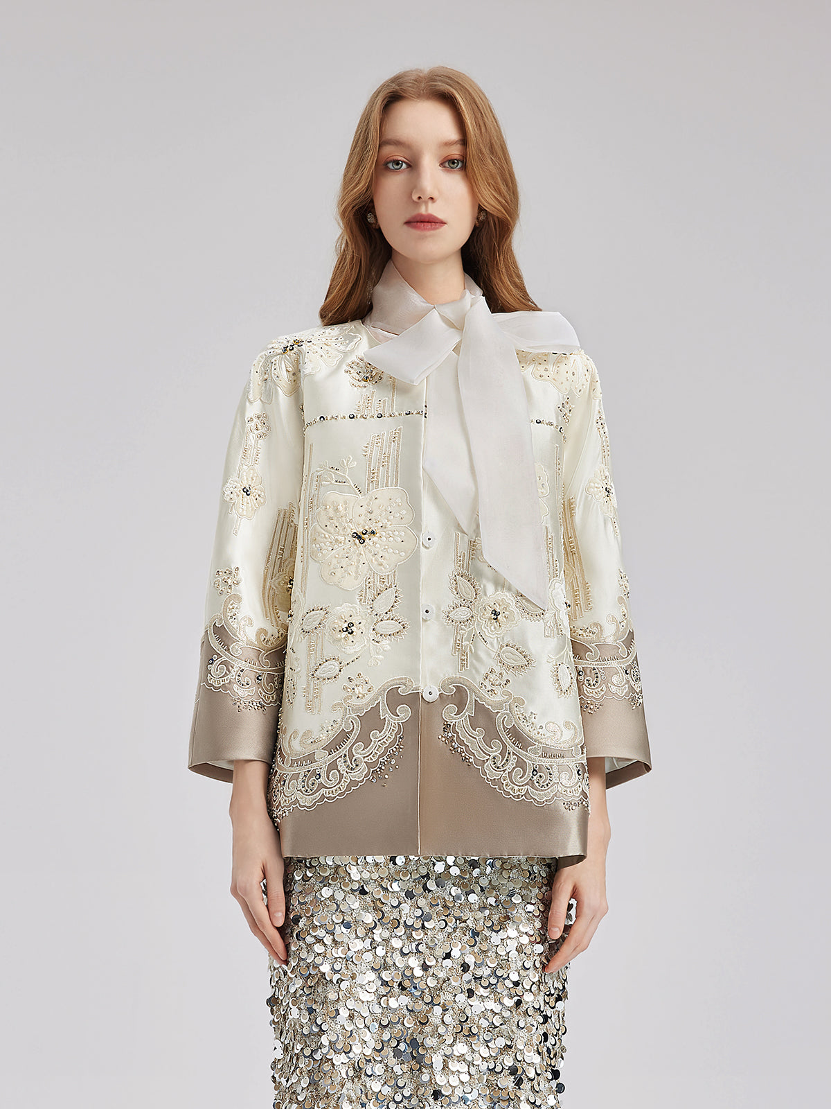 Mercerized Embroidered Beaded Jacket