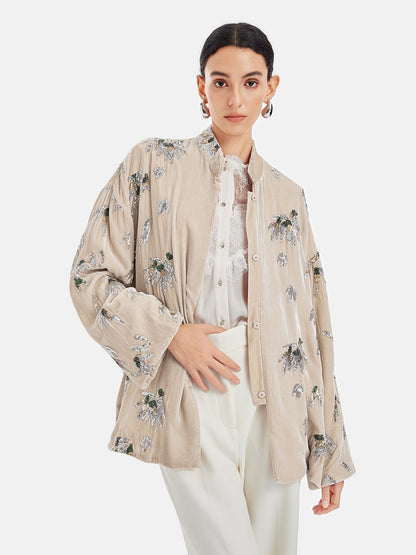 Elegant Velvet Embroidered Chinese Jacket