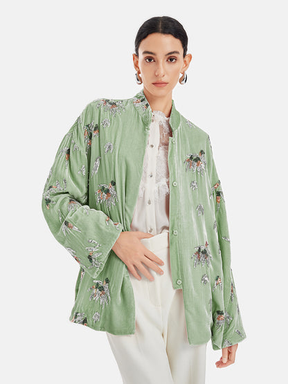 Elegant Velvet Embroidered Chinese Jacket