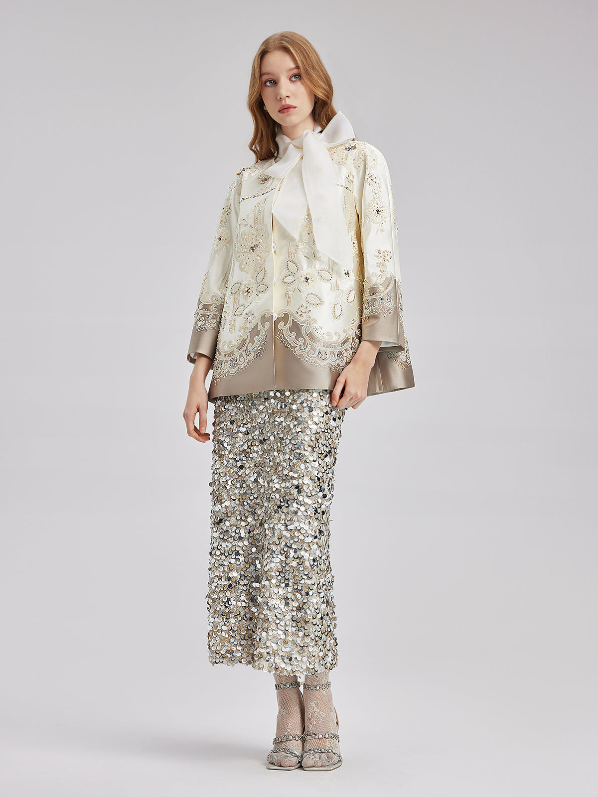 Mercerized Embroidered Beaded Jacket