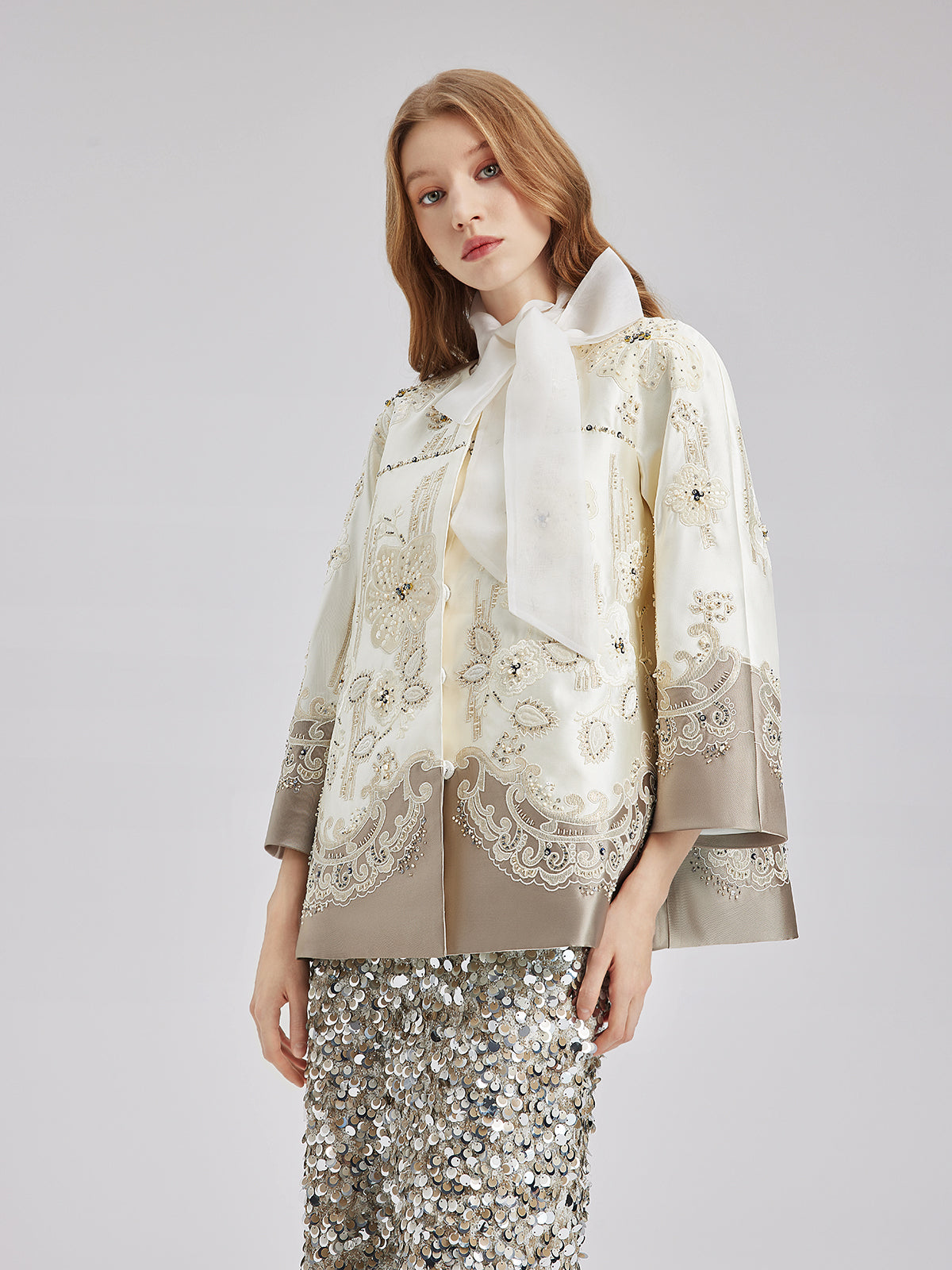 Mercerized Embroidered Beaded Jacket