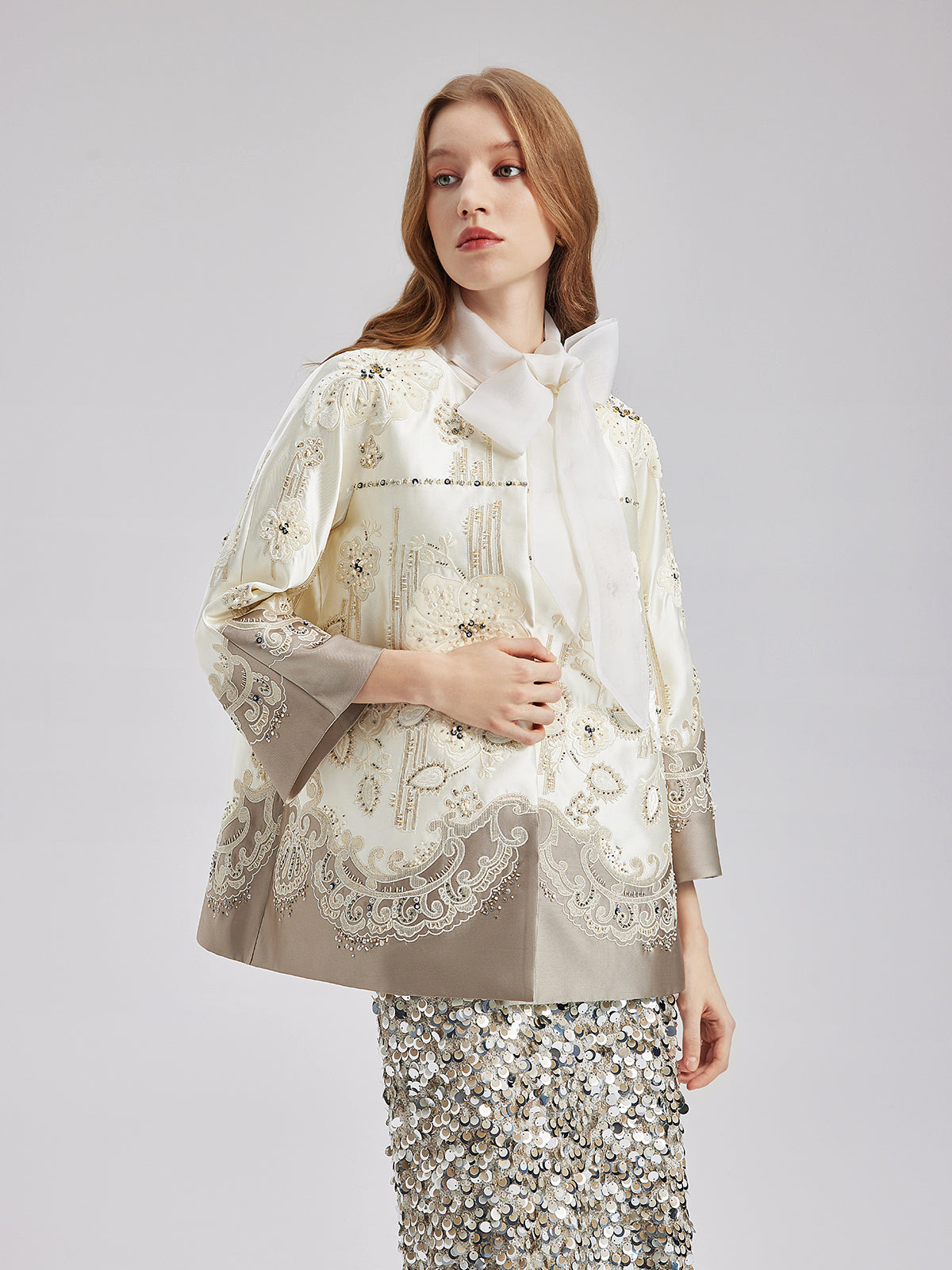 Mercerized Embroidered Beaded Jacket