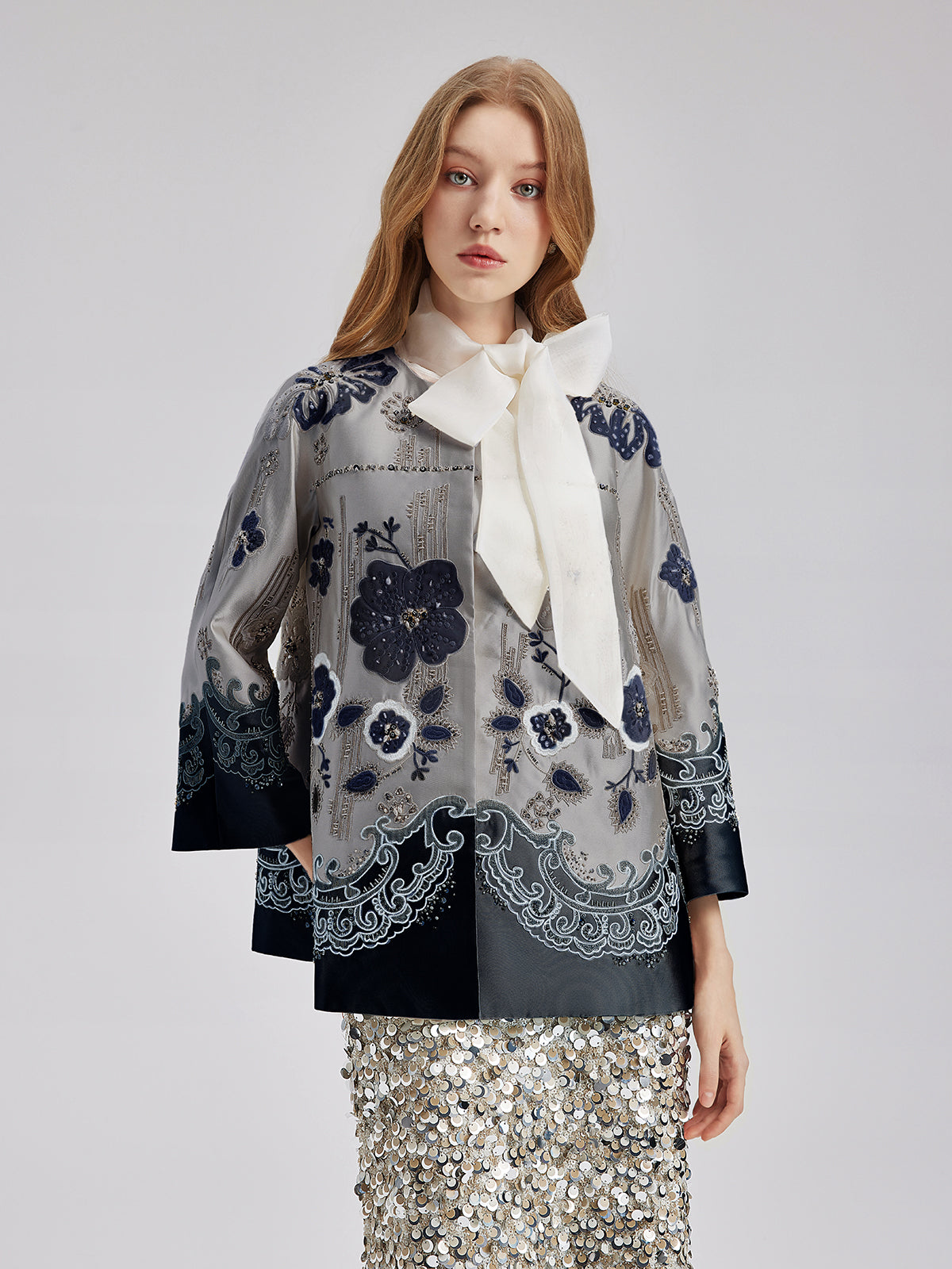 Mercerized Embroidered Beaded Jacket