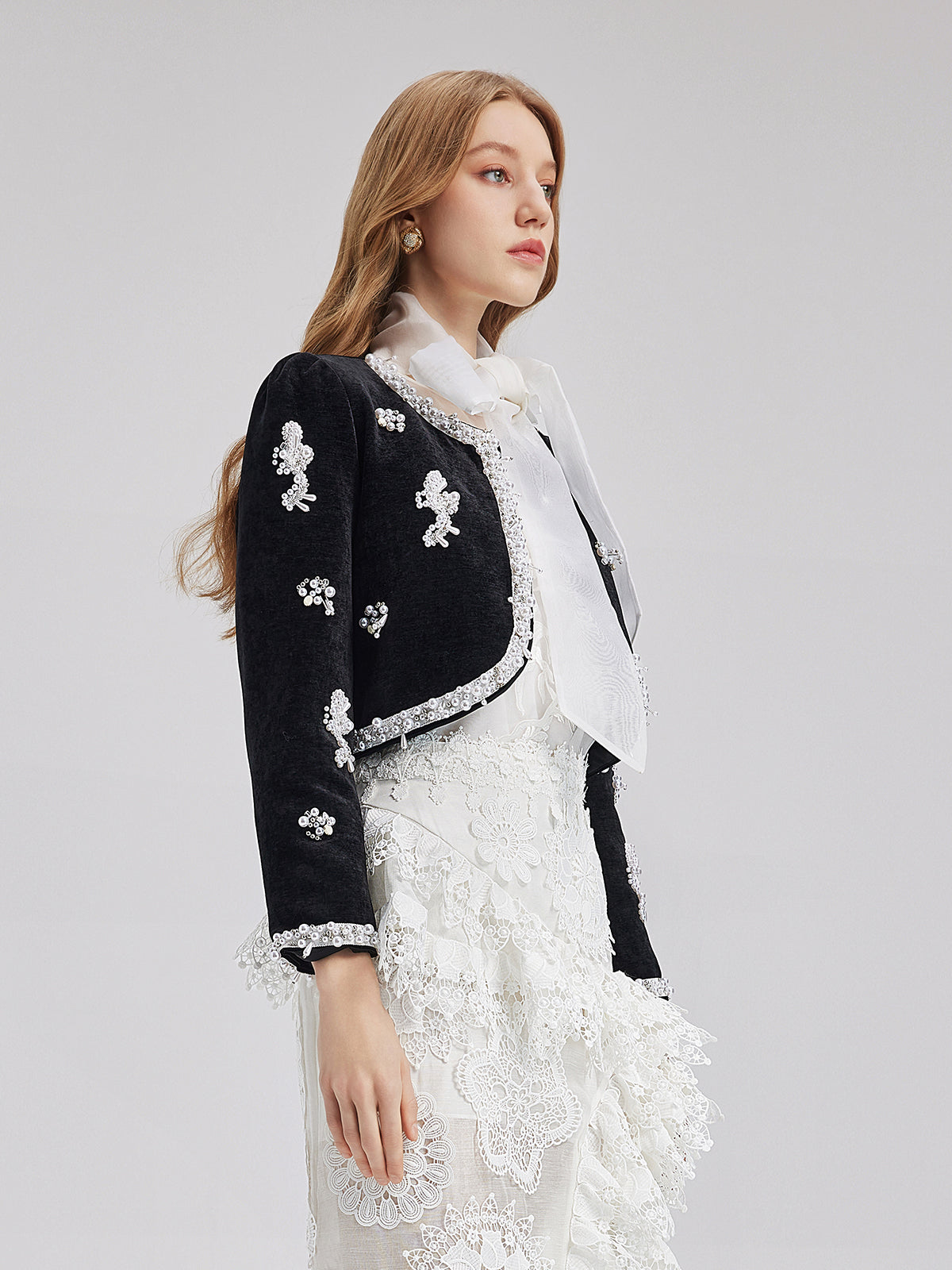 Handmade Beadwork Velvet Short Jacket