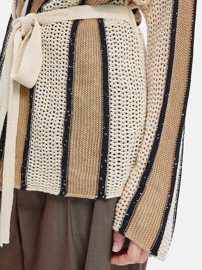 Sequin Striped Knit Cardigan