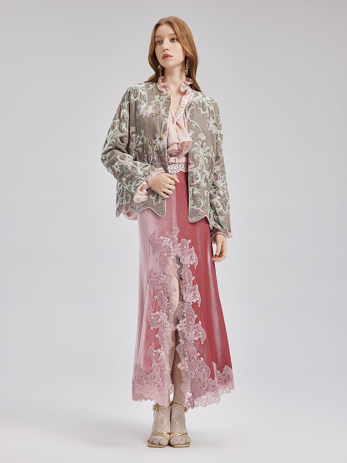 Luxury Embroidered Silk Velvet Jacket