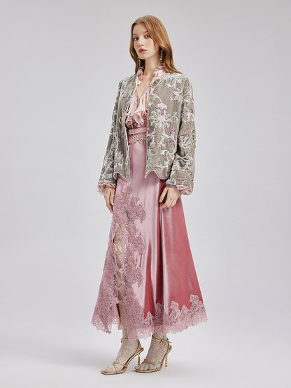 Luxury Embroidered Silk Velvet Jacket