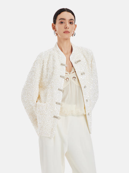 Luxe New Chinese Sequin Down Jacket