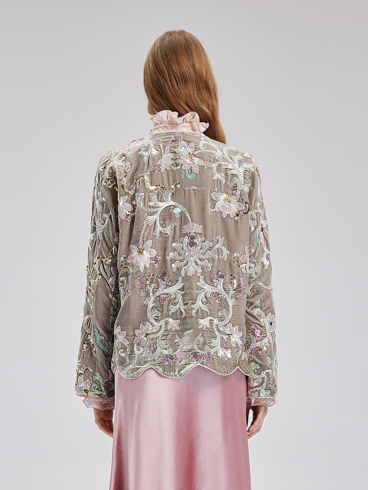 Luxury Embroidered Silk Velvet Jacket