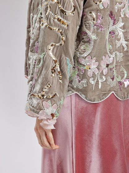 Luxury Embroidered Silk Velvet Jacket