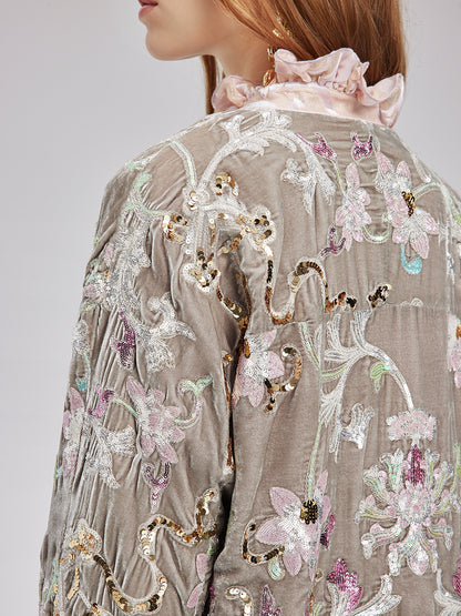 Luxury Embroidered Silk Velvet Jacket