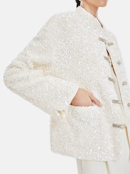 Luxe New Chinese Sequin Down Jacket