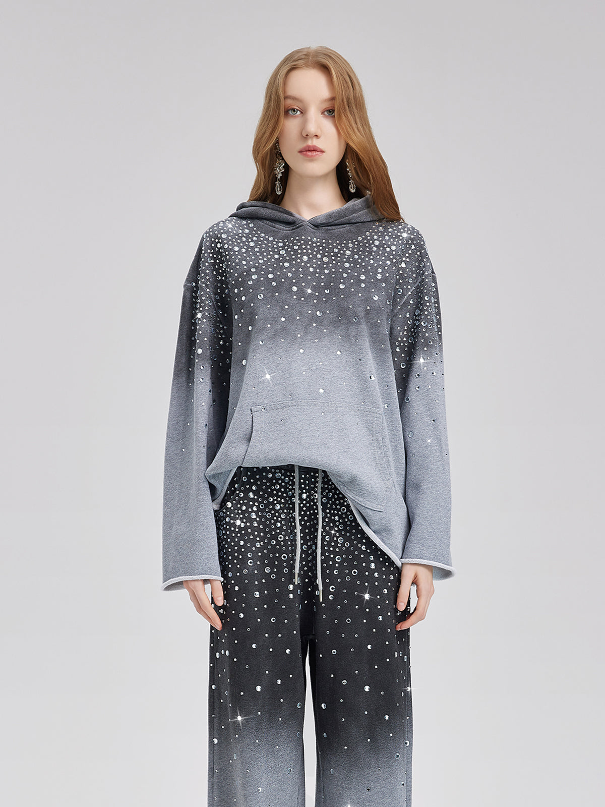 Gradient Starry Beaded Hoodie