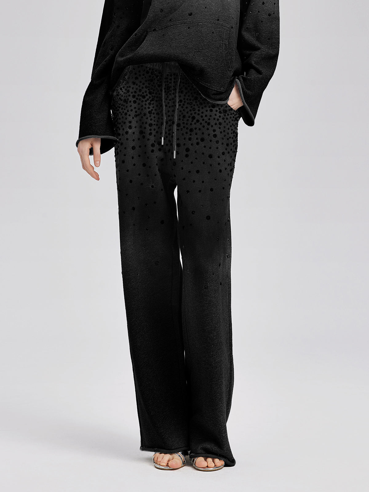 Gradient Starry Beaded Knit Pants