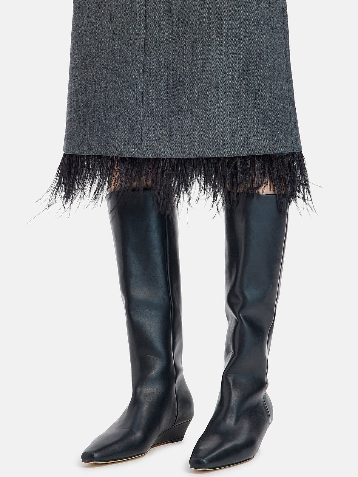 Detachable Ostrich Feather Wool Skirt