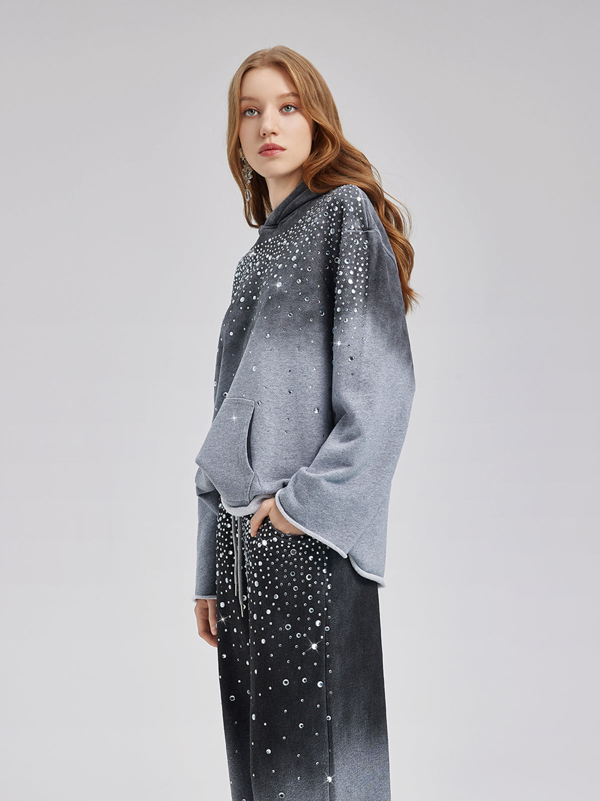 Gradient Starry Beaded Hoodie