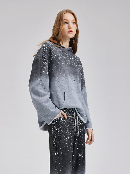 Gradient Starry Beaded Hoodie