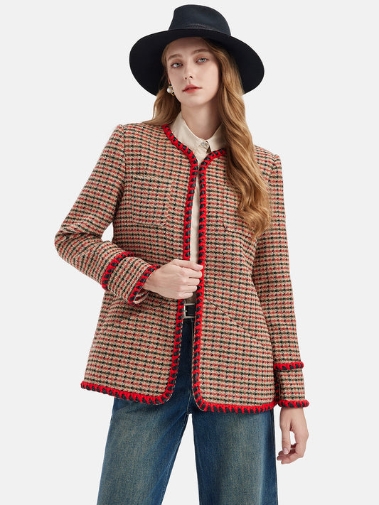 Red Braided Trim Wool Jacket