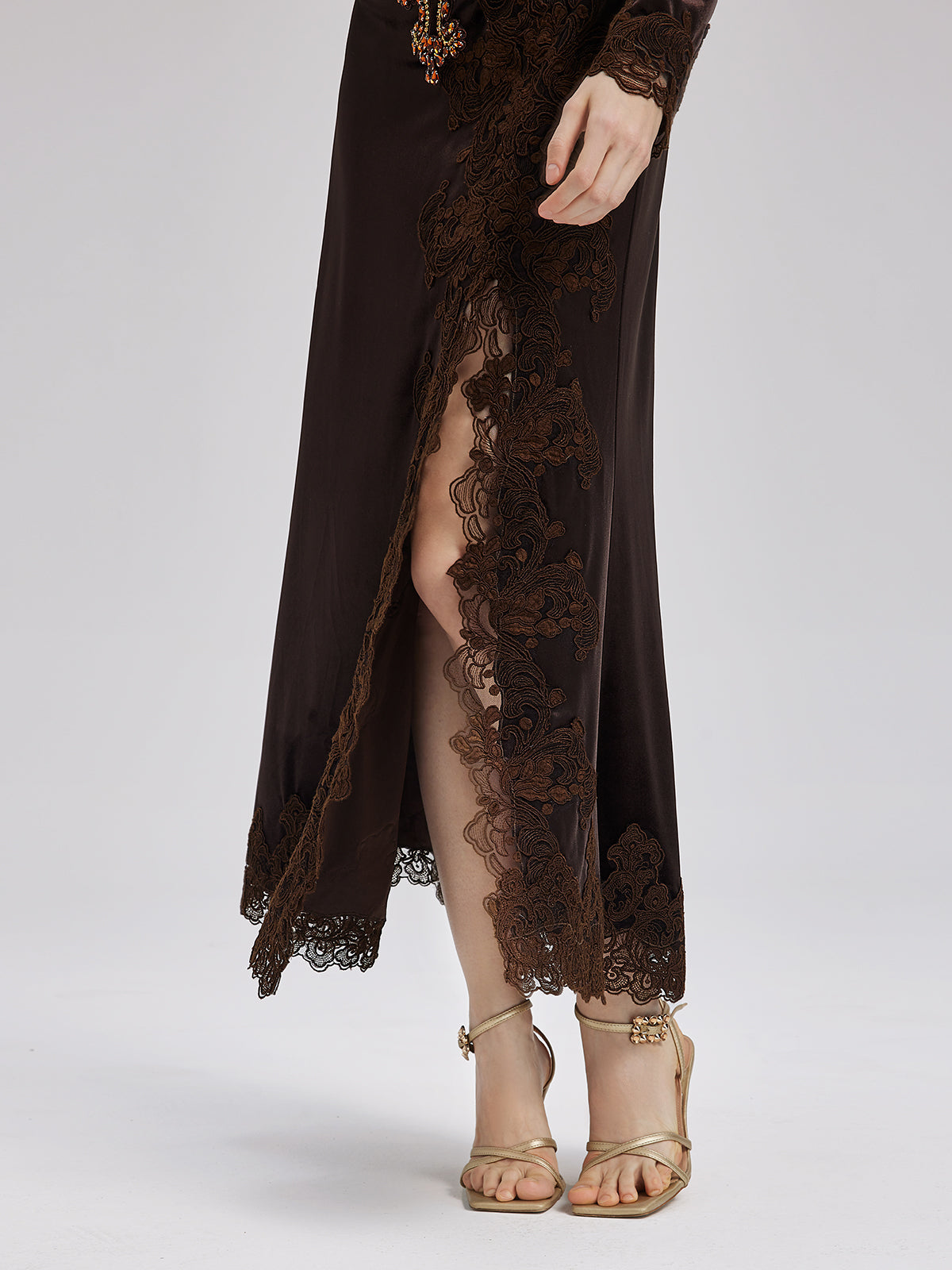 Couture Beaded Lace Velvet Gown