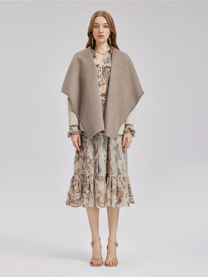 Rhinestone Embellished Couture Cashmere Cape Jacket