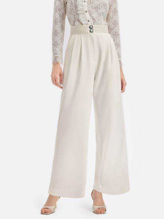 Pearl-Embellished Tailored Trousers