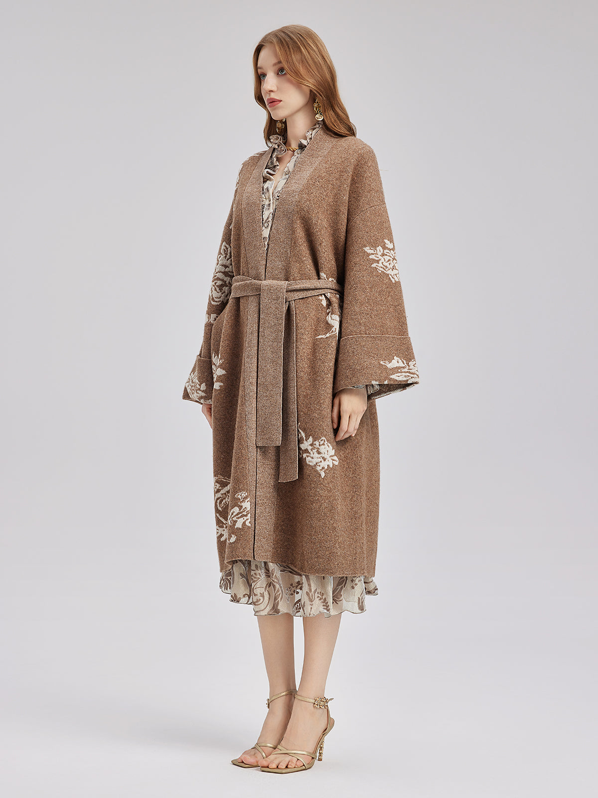 Australian Wool Jacquard Knitted Robe Coat