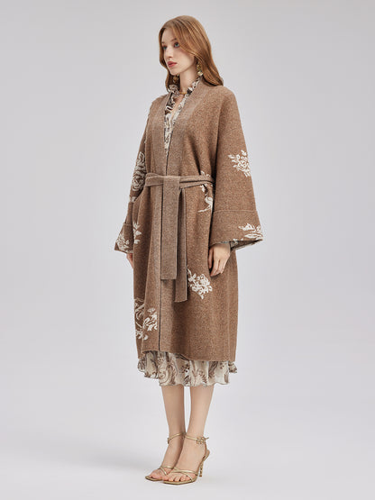 Australian Wool Jacquard Knitted Robe Coat