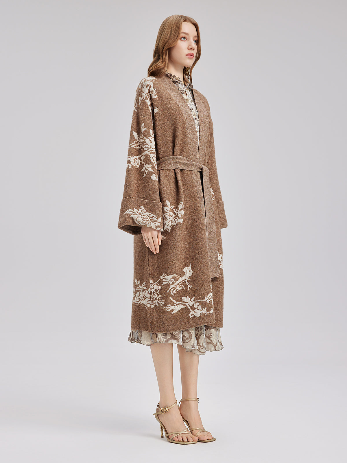 Australian Wool Jacquard Knitted Robe Coat