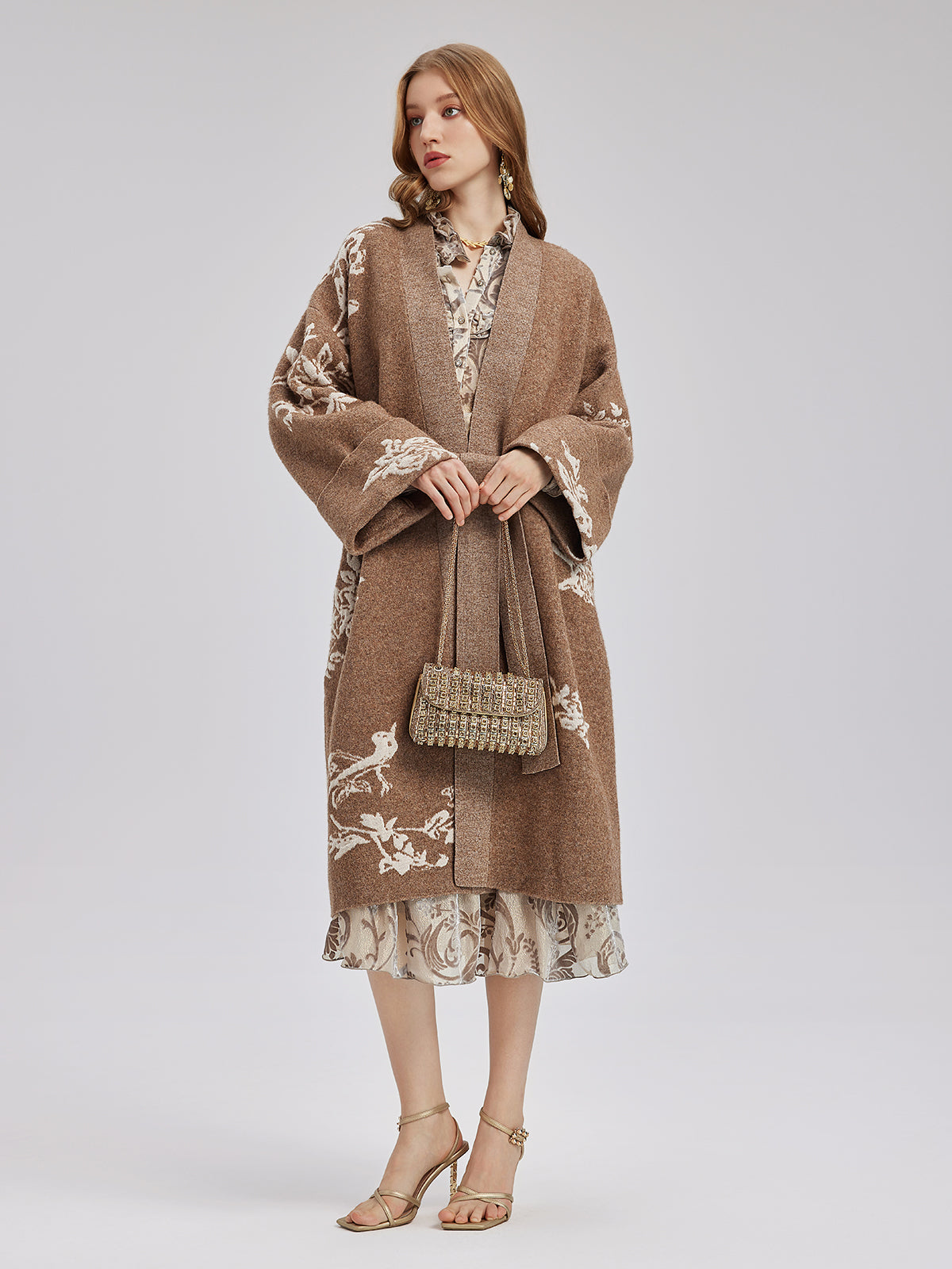 Australian Wool Jacquard Knitted Robe Coat