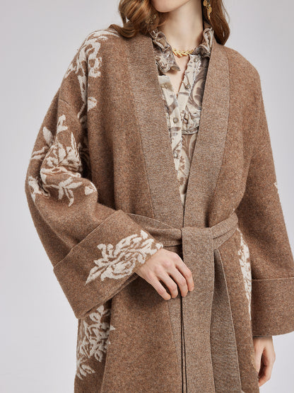 Australian Wool Jacquard Knitted Robe Coat