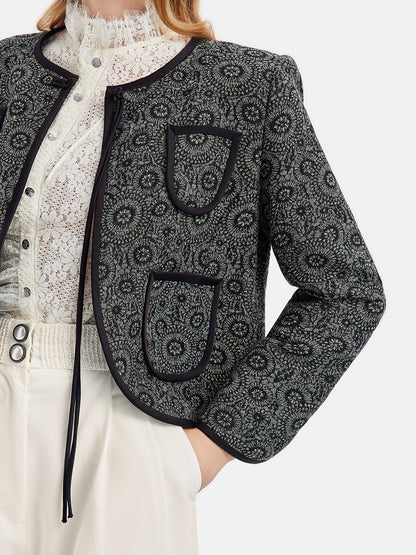 Totem Print Jacket with Knot Closures