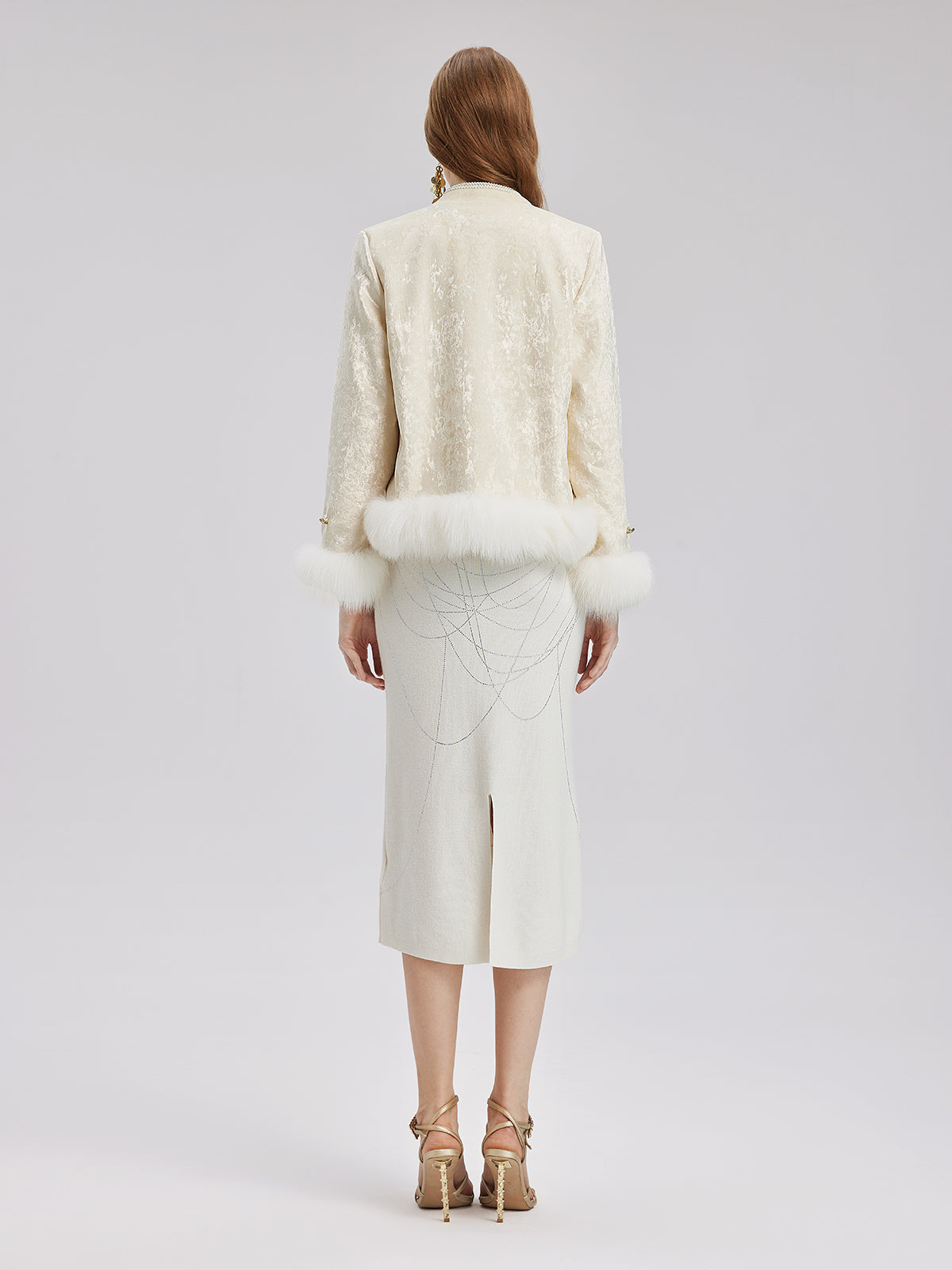 Fox Fur Trimmed Luxury Velvet Jacket