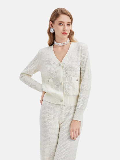 Wavy-Textured Wool Knit Set