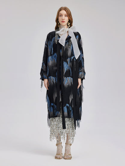 Italian Tassel Beaded Wool Coat