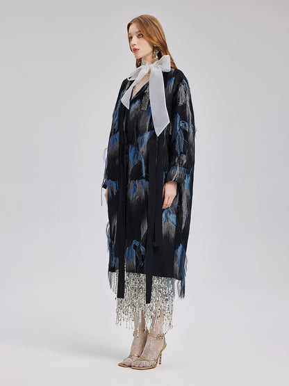 Italian Tassel Beaded Wool Coat