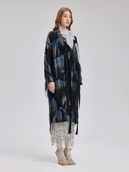 Italian Tassel Beaded Wool Coat