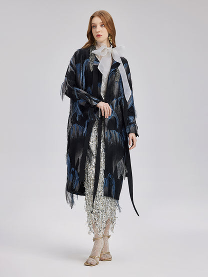 Italian Tassel Beaded Wool Coat