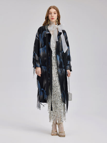 Italian Tassel Beaded Wool Coat