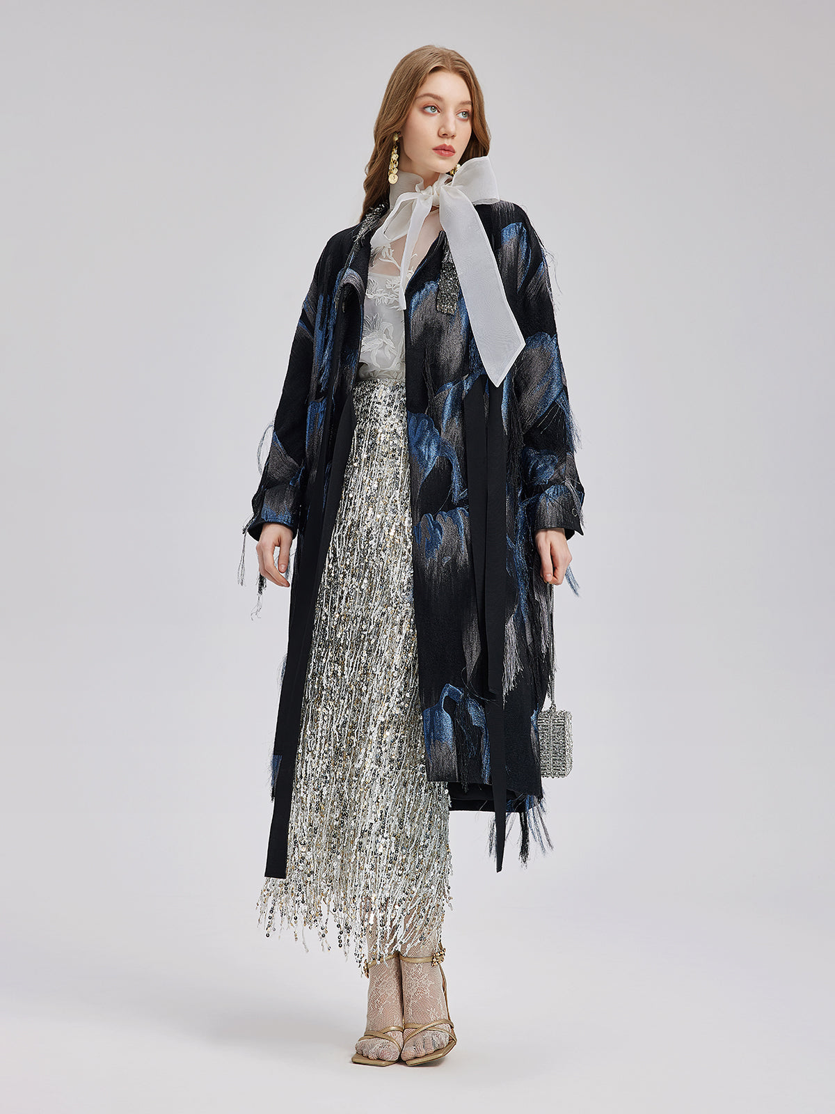 Italian Tassel Beaded Wool Coat